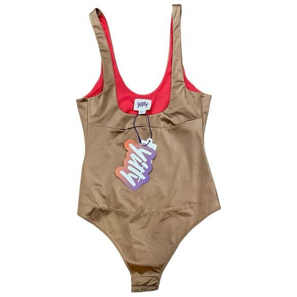 NWT‎ Yitty Headliner Counter Shaping Thong Bodysuit Nude Open Bust Shaper Small - Picture 1 of 4
